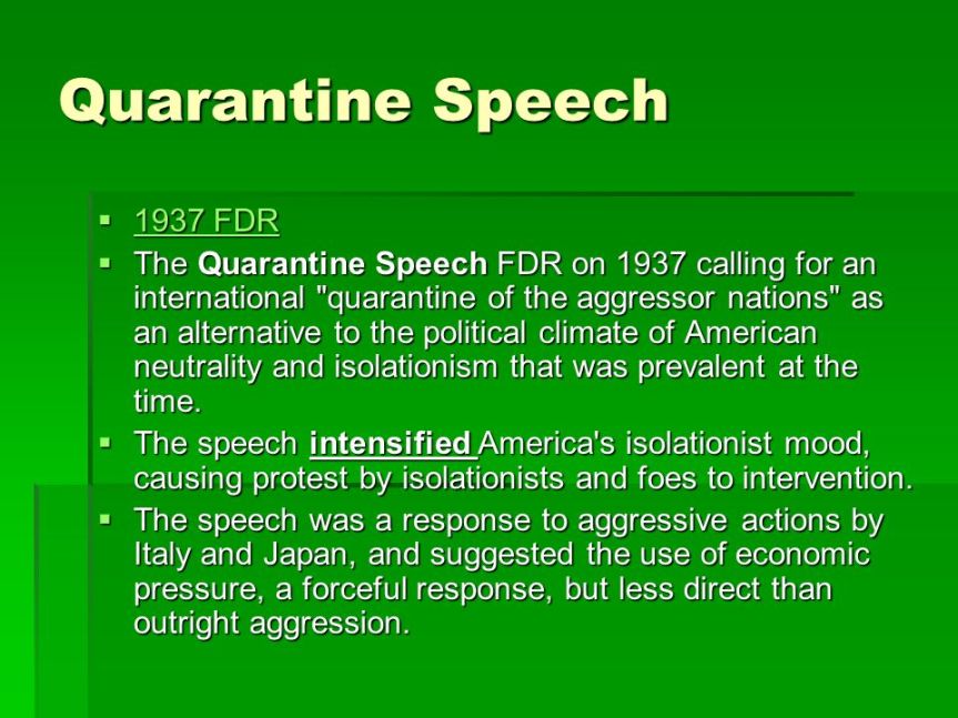 A historical tidbit that showcases the "effectiveness" of the Quarantine Mentality.